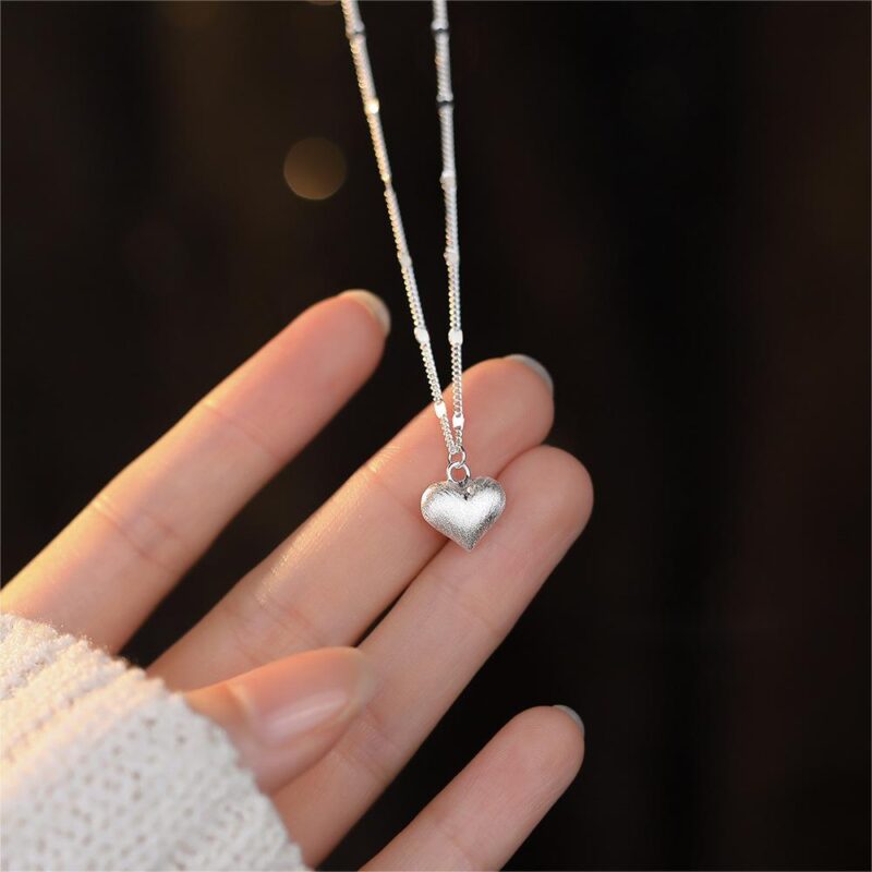 S925 Sterling Silver Heart-Shaped Pendant Necklace