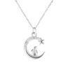 S999 Sterling Silver Moon-Shaped Pendant Necklace