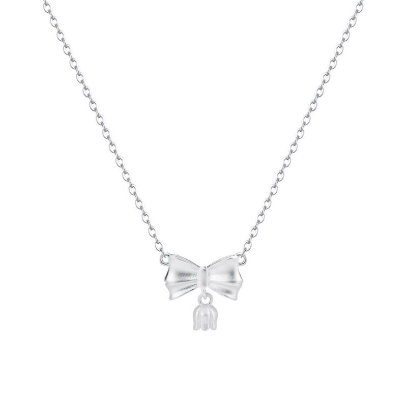 S999 Sterling Silver Bow Necklace