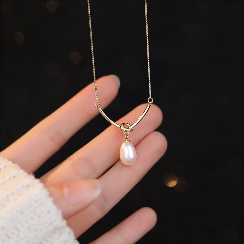 S925 Sterling Silver Natural Pearl Pendant Necklace