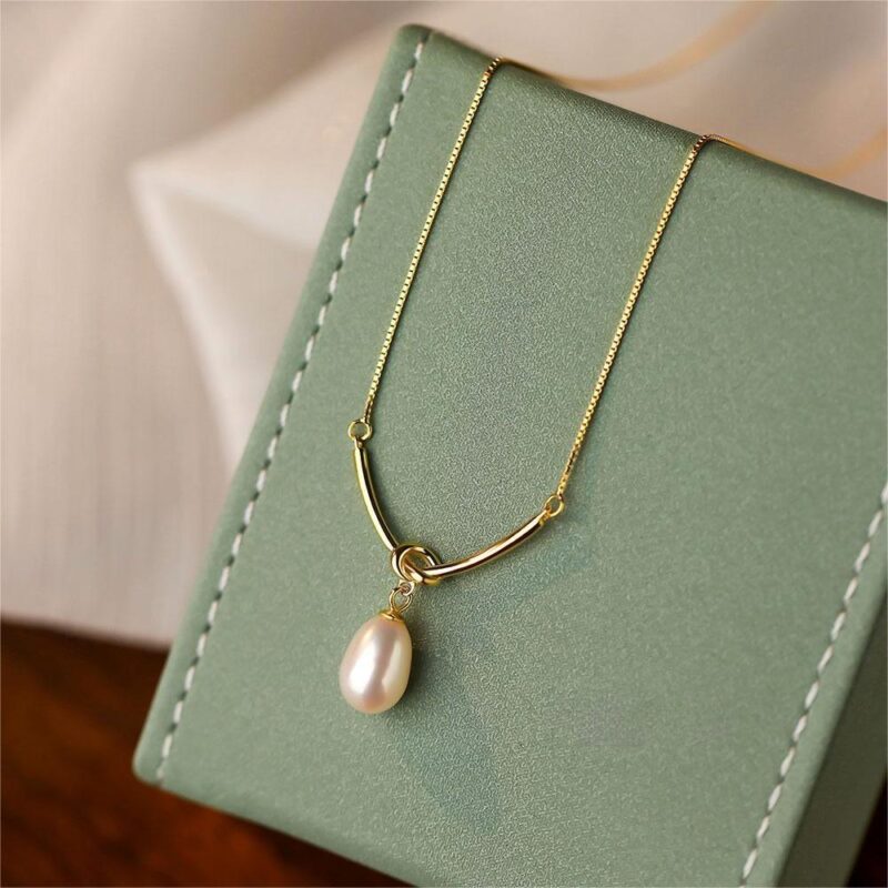 S925 Sterling Silver Natural Pearl Pendant Necklace