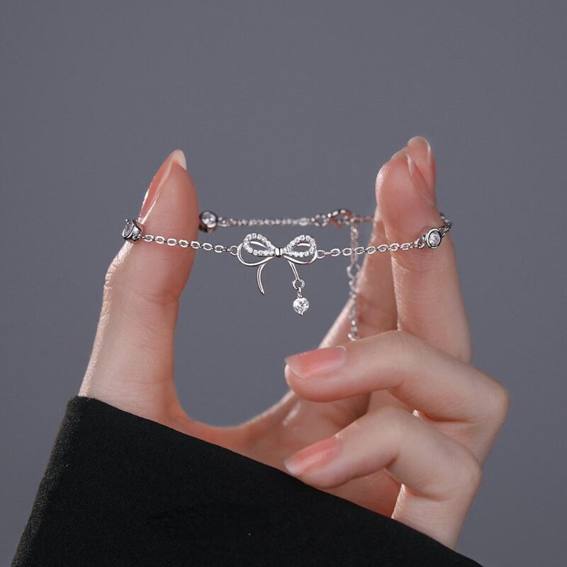 S999 Sterling Silver Bow Bracelet