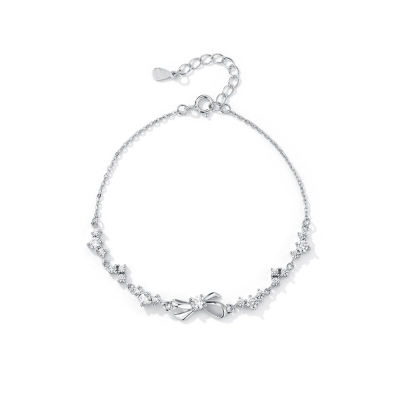 S999 Sterling Silver Zircon Bow Bracelet