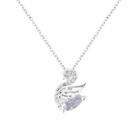 S999 Sterling Silver Swan Shape Pendant Necklace