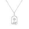 S999 Sterling Silver Window Frame Design Rose Flower Pendant Necklace