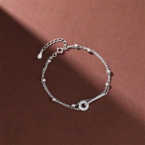 925 Sterling Silver Double Layered Ring Bracelet