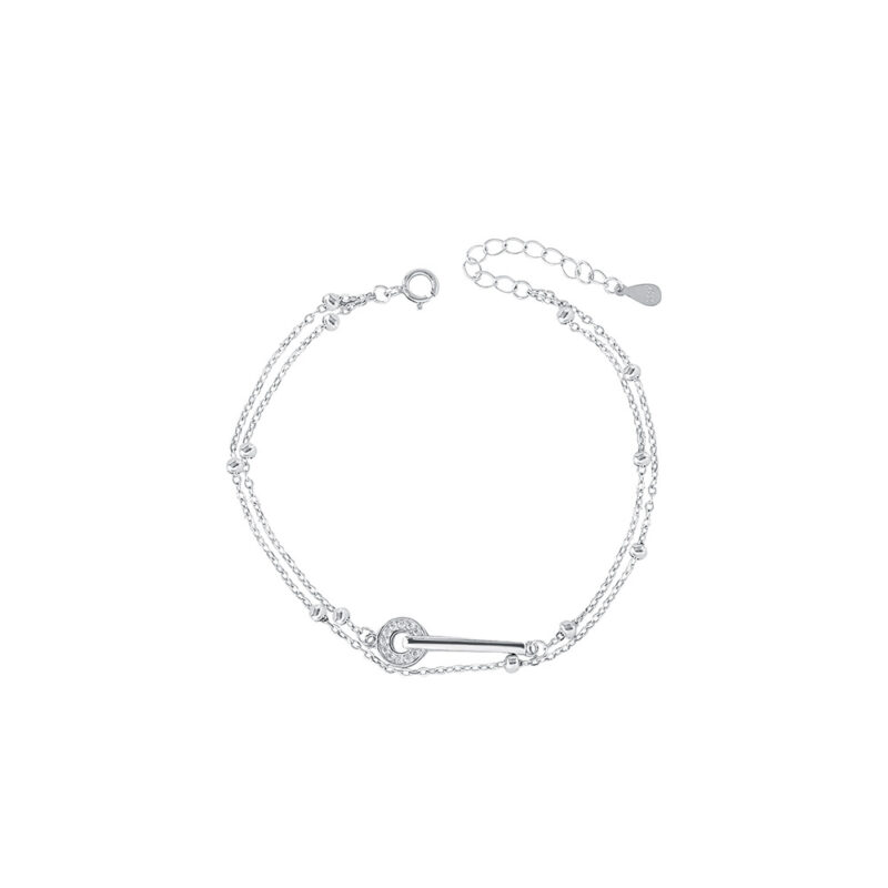 925 Sterling Silver Double Layered Ring Bracelet