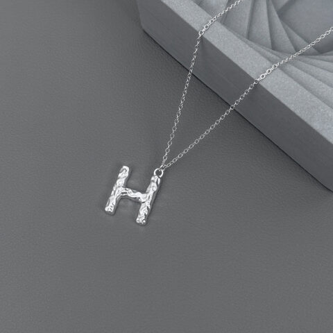 Initial Necklaces Simple 925 Silver H Pendant Necklace