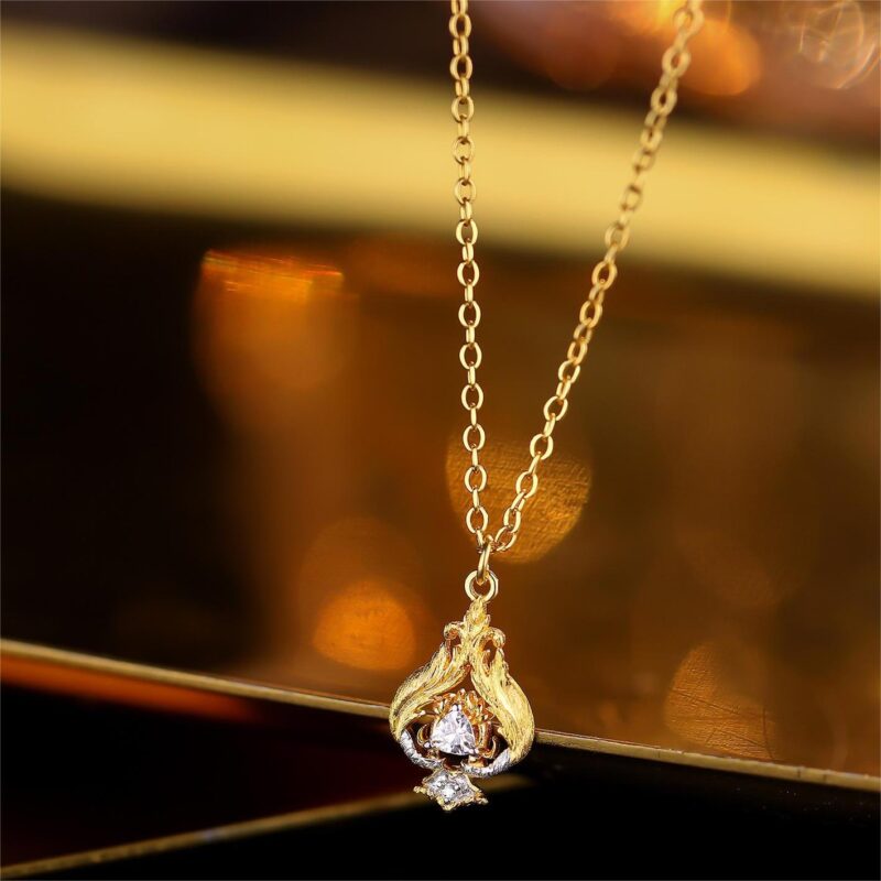 Sterling Silver Necklace Women's Vintage Two-Tone Pendant