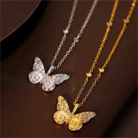 Silver Jewelry Vintage 925 Silver Butterfly Pendant Necklace