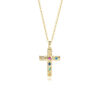 Sterling Silver Cross Pendant Necklace Colorful CZ Cross