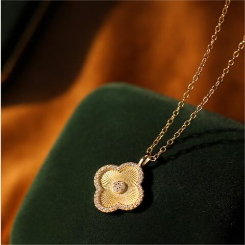 Necklace with Four Leaf Clover 925 Sterling Silver