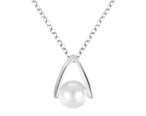 S999 Sterling Silver Women's Pearl Pendant Necklace